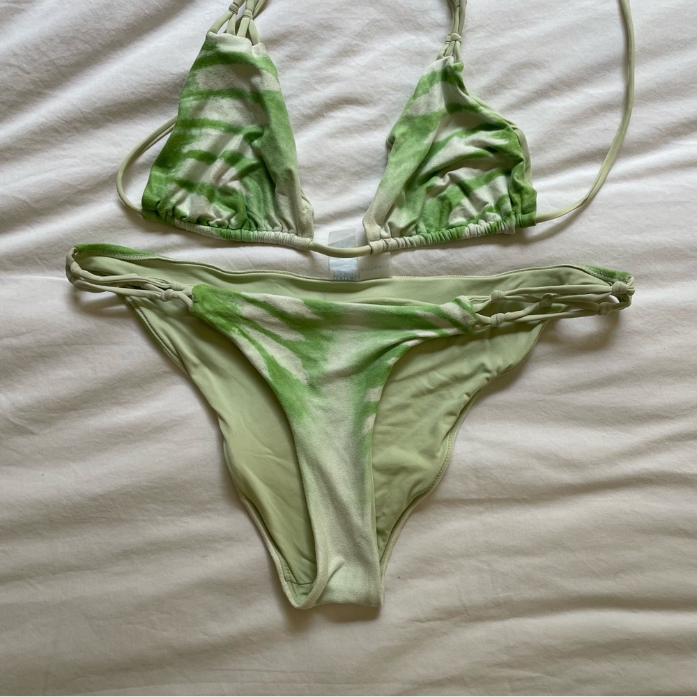green tie dye bikini